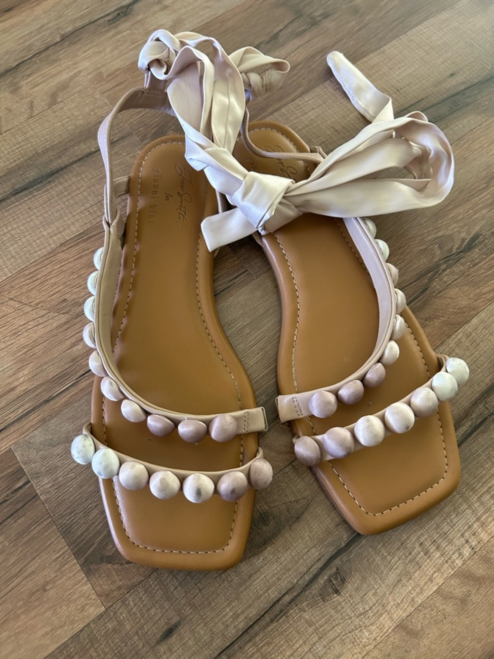 Women’s Beige Satin Tie Gladiator Sandals